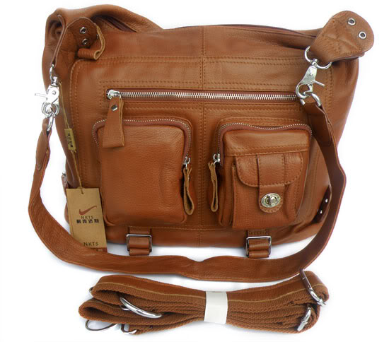 3094B Brown Genuine Leather Women's Fashion Backpack Shoulder Bag