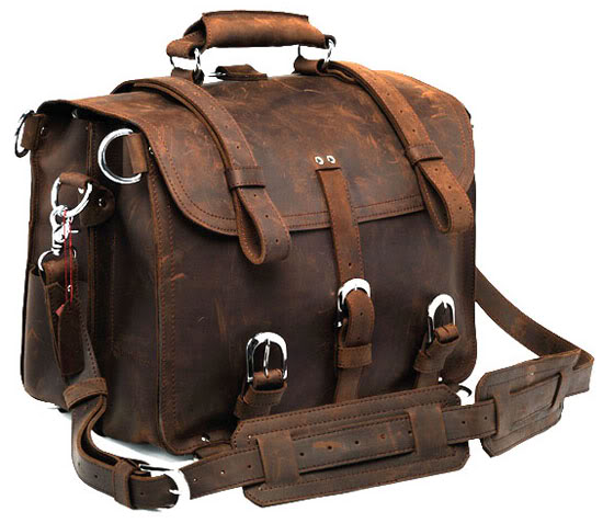 7072R Crazy Horse Leather Men's Briefcase Backpack Travel Bag Huge
