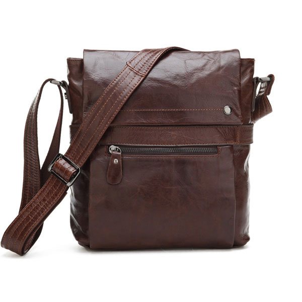 ... Leather Men's Coffee Shoulder Messenger Bag Cross Body Purse NWT