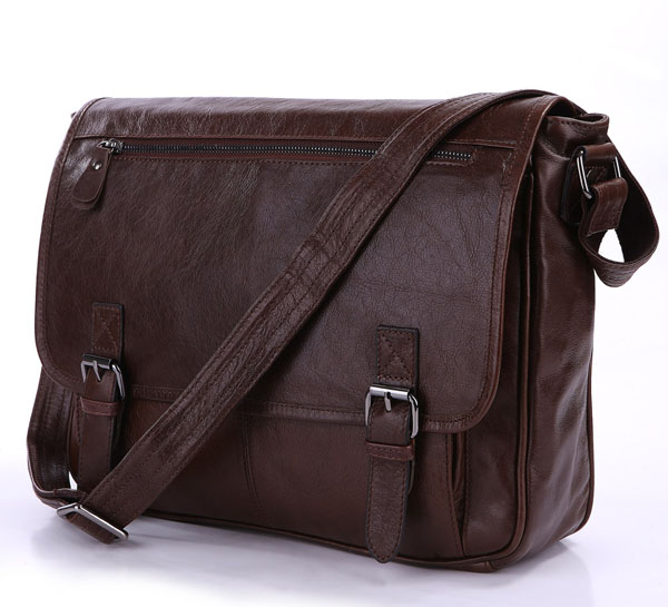 7022LB Vintage Tan Leather Men Classic Shoulder Messenger Bag Briefcase