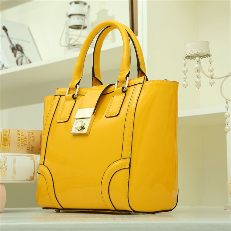 3140D 100 Real Leather Yellow Shoulder Bag Shopping Bag Handbag
