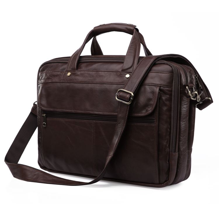 7146C-1 Guarantee Genuine Cow Leather Men's Briefcase Handbag Messenger Bag
