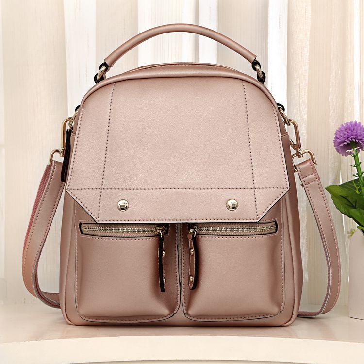3152F Pink Leather Shoulder Bag Messenger Bag Backpack