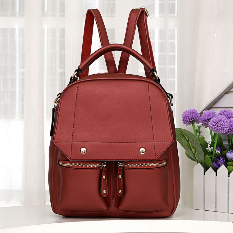 3152H Dark-Red Leather Shoulder Bag Messenger Bag Backpack