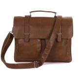 7100B-2 Vintage Tan Leather Brown Briefcase Messenger Bag