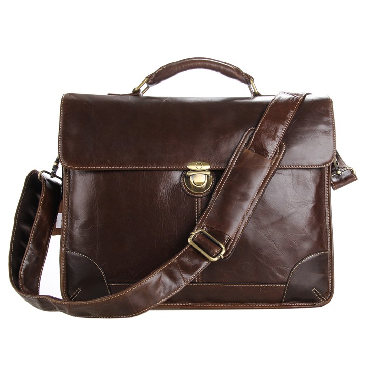 7091C Classic Vintage Leather Men's Chocolate Briefcase Laptop Bag Messenger