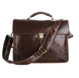 7091C Classic Vintage Leather Men's Chocolate Briefcase Laptop Bag Messenger