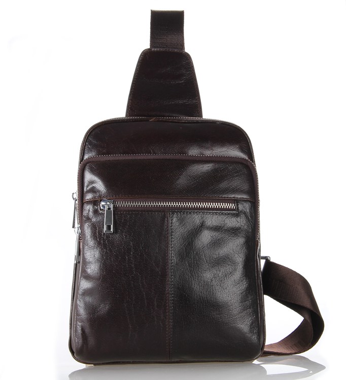 7216C Vintage Leather Fashion Men Coffee Chest Bag Backpack Messenger Bag