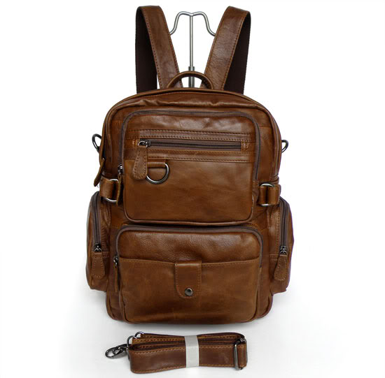 7042R Vintage Cow Leather Men's Backpack Satchel Bag Book Bag