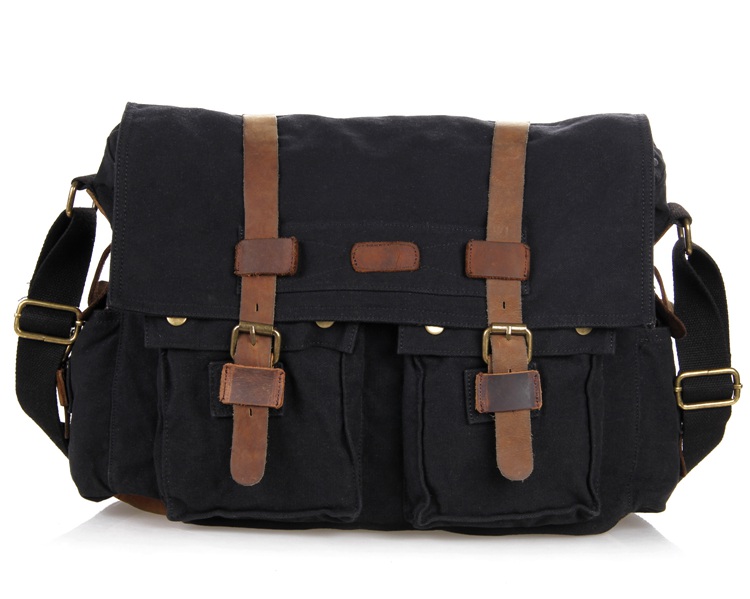 9005A Black New Style Canvas Men Travel Messenger Bag_Messenger Bags