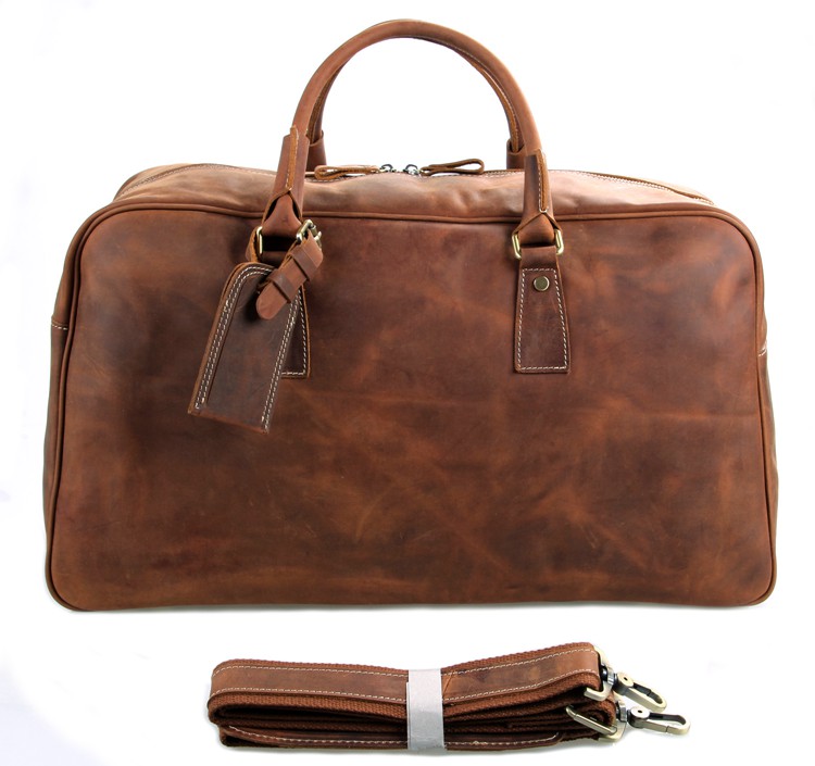 7156LR Genuine Leather Unisex Dark Brown Huge Luggage Bag Tote Bag