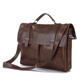 7100B Vintage Tan Leather Brown Briefcase Mens Messenger Bag