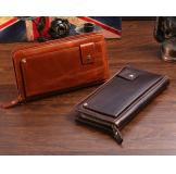 8019B Classic Brown Vintage Leather Mini Wallet Purse Key Case Men's Hand Bag 