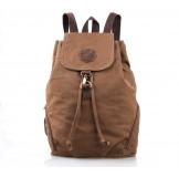 9008C-1 Mini Canvas And Leather Men Travel Bag Backpack Dark Brown Color