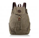 9008N Mini Canvas And Leather Men Travel Bag Backpack Army Green Color