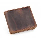 8056R 100% Real Genuine Crazy Horse Leather Wallet Billfold Pocket Purse
