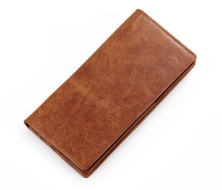 8030B 100% Genuine Leather Mens Long Wallet Brown Color