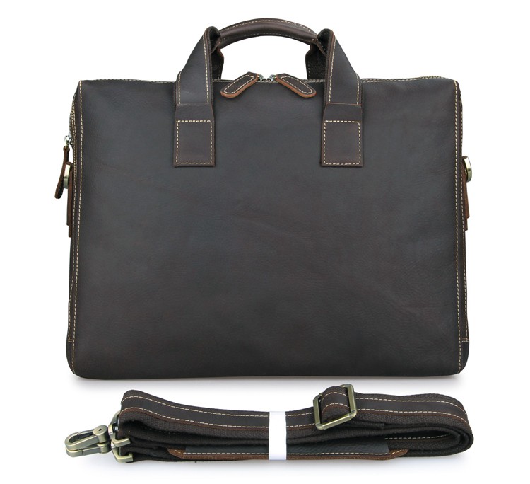 7167R Classic Genuine Leather Men's Chocolate Laptop Tote Bag Briefcase Messenger