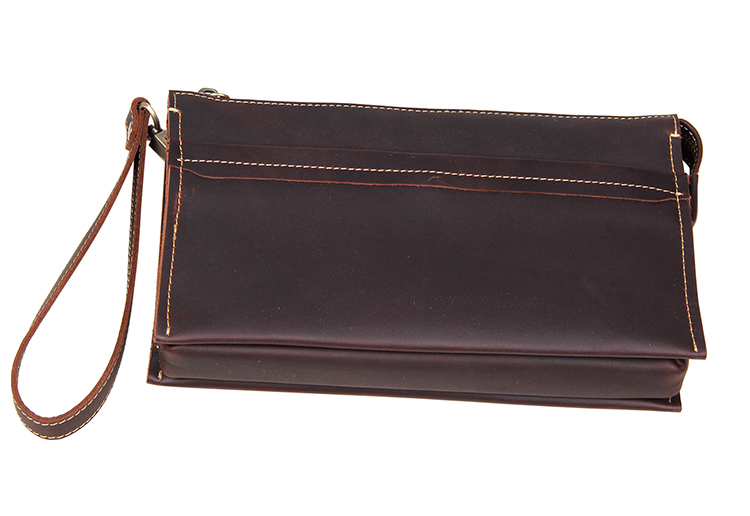 8043R Classic Dark Brown Vintage Leather Mini Wallet Purse Key Case Men's Hand Bag