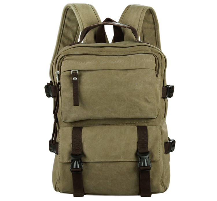 9018B Fashion And Casual Canvas Backpack School Bag Hiking Bag Brown Color