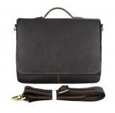 7108Q-1 100% Genuine Cow Leather Men's Chocolate Briefcases Handbag Messenger Cross Body Bag 