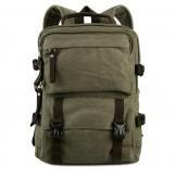 9018N Fashion Casual Canvas Backpack Bookbag Schoolbag Hiking Bag Army Green Color