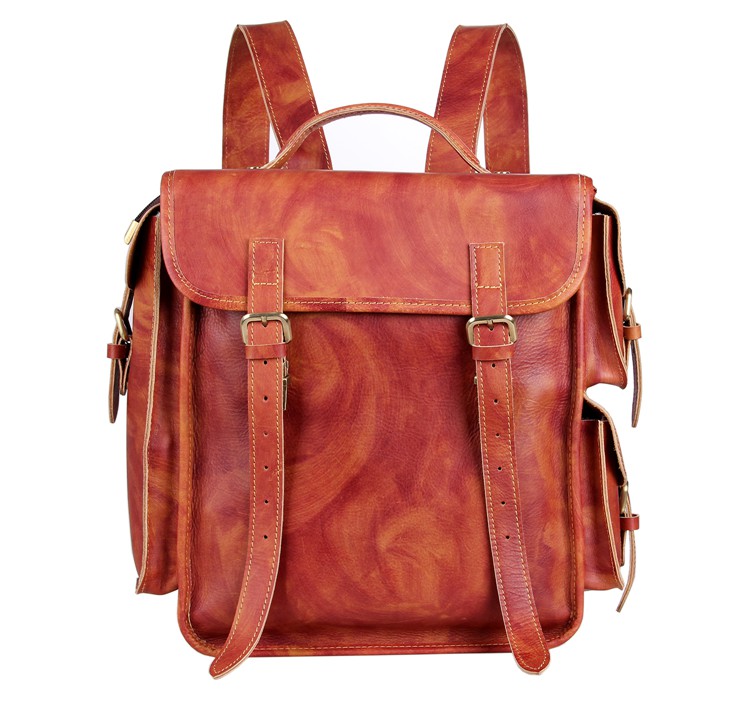 7238B 100 Genuine Cowboy Vintage Leather Men's Travel Backpack Bag