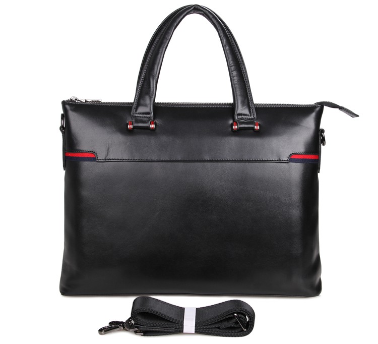 7246A Genuine Cow Leather Men's Briefcase Handbag Laptop Messenger Bag Black