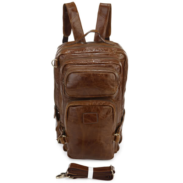 7048B Cowboy Real Leather Hiking Camping Travel Bag Backpack_Backpacks