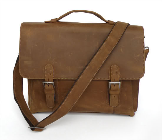 7035B-1 Cowboy Crazy Horse Leather Men's Briefcase Laptop Bag Handmade Messenger Bags