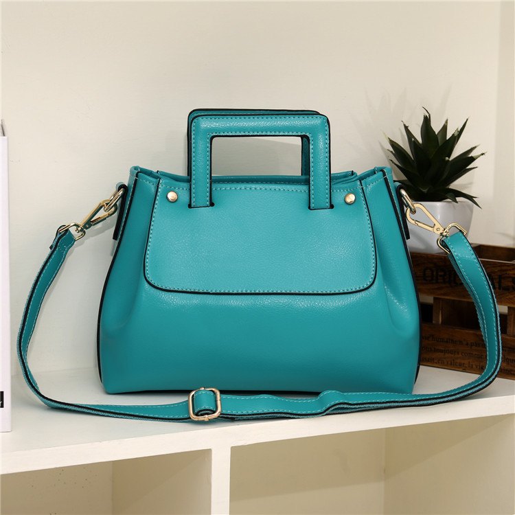 3146K Blue Leather Shoulder Bag Shopping Bag Handbag 