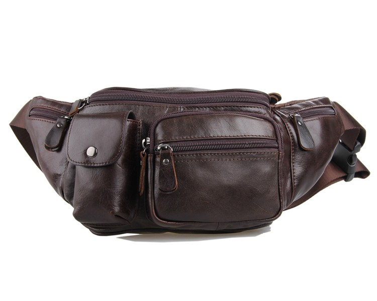 7210C Excellent Genuine Leather Waist Bag Fanny Pack Purse