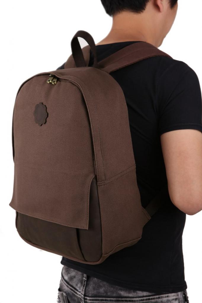 9004C Newest Canvas And Leather Travel Backpack Bookbag Schoolbag Hiking Weekender Bag