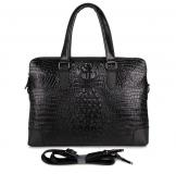 7276A Crocodile Pattern Genuine Cow Leather Unisex Fashion Handbag Briefcase Laptop Bag