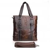7265C Coffee Real Leather Crocodile Pattern Handbag Messenger Bag For Men