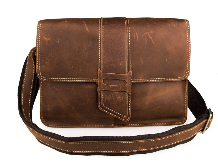 7263B Fashion Men Messenger Leather Shoulder Crossbody Bag Brown
