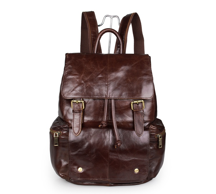 7249C Coffee Cowboy Vintage Leather Unisex Bookbag Schoolbag Travel