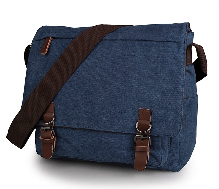 9027K Blue Durable Canvas Messenger Bag Cross Body Book Bag