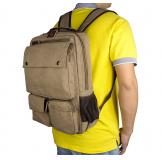 9022B Light Brown Durable Canvas Rucksack Bookbag Unisex Over The Shoulder School Bags