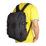 9023A Black Canvas Rucksack Bookbag Hiking Backpack