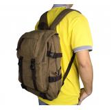 9023C Coffee Durable Canvas Rucksack Bookbag Hiking Backpack for young
