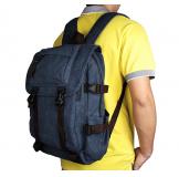 9023K Blue Top Quality Canvas Rucksack Durable Bookbag Hiking Backpack for Men