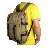 9023N Light Army Green Big Capacity Durable Canvas Hiking Backpack Unisex Laptop Rucksack