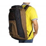 9025C Multifunction Black+Brown Durable Canvas Sport Backpack for Sports 
