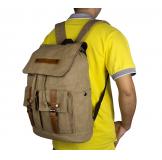 9026N Durable Canvas Light Army Green Rope Top Clousre Hiking Knapsack Laptop Backpack