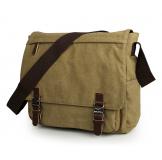 9027N Leather Trimming 16Oz Canvas Travel Bookbag Young Laptop Messenger Bag