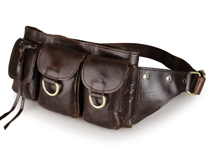 3014Q Dark Coffee Vintage Leather New Fashion Unisex Waist Bag Fanny Pack Purse Waist Bag Comfortable