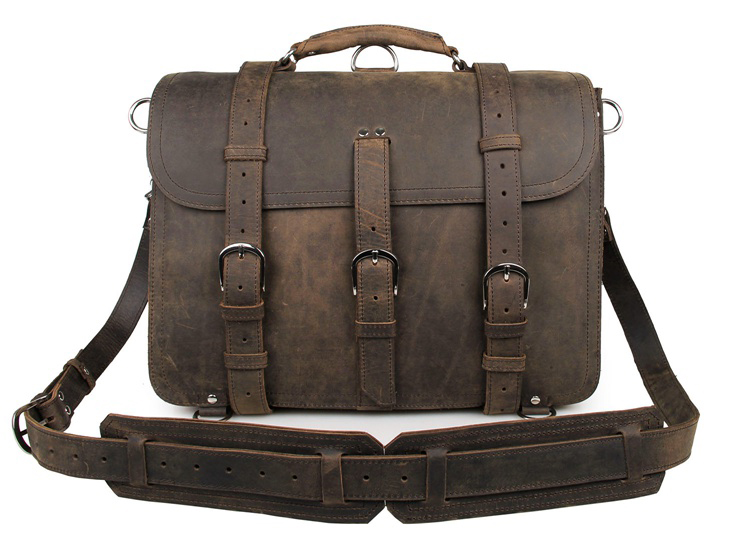 7072R-3 Brown Cow Leather Huge Capacity Men's Briefcase Backpack