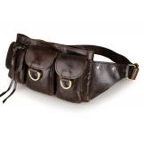 3014Q Dark Coffee Vintage Leather New Fashion Unisex Waist Bag Fanny Pack Purse Waist Bag Comfortable