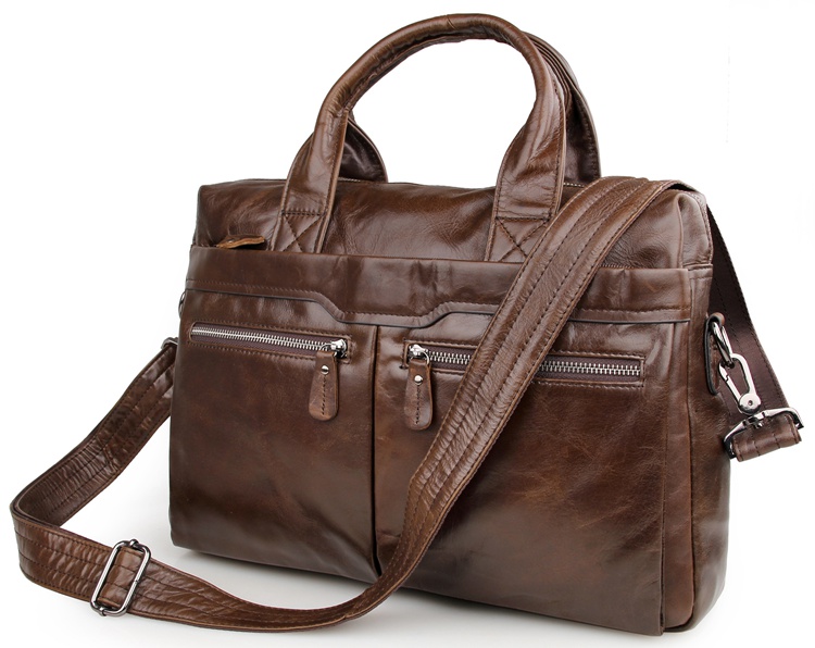 7122C-1 Genuine Vintage Leather Mens Dark Coffee Briefcase Laptop Bag Messenger Handbag